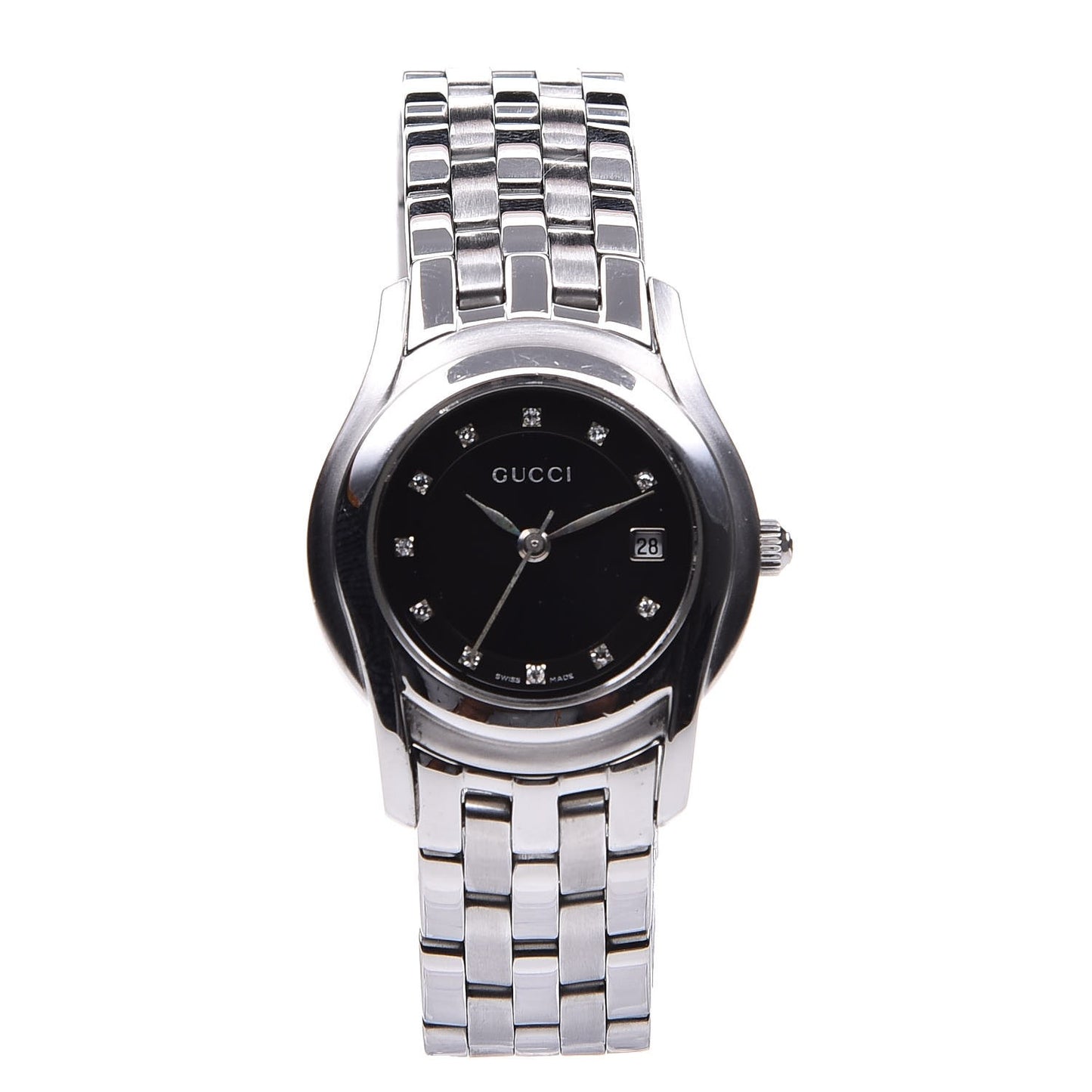 Stainless Steel Diamond 27mm 5500L Quartz Watch Black