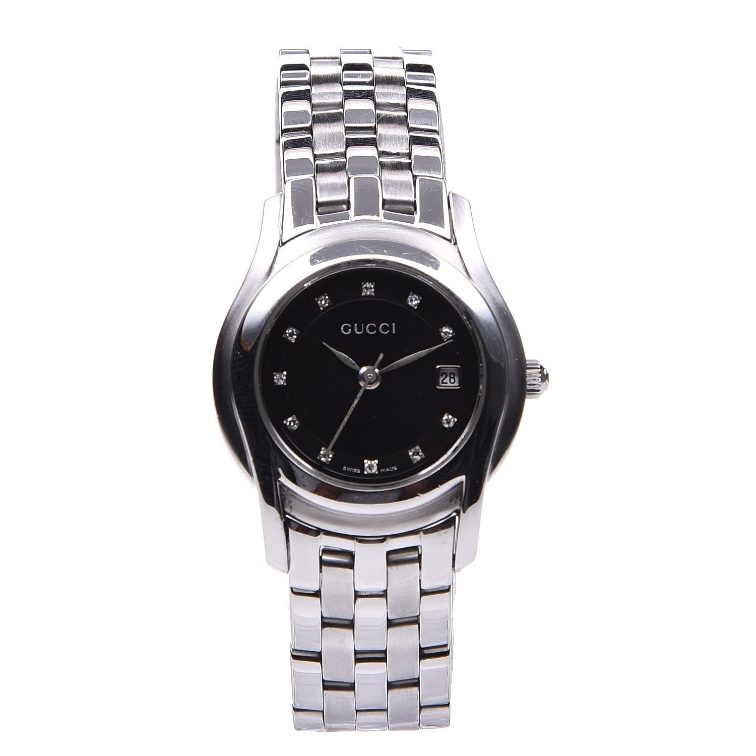 Gucci Stainless Steel Diamond 27mm 5500L Quartz Watch Black 1 of 6
