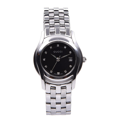 Gucci Stainless Steel Diamond 27mm 5500L Quartz Watch Black 1 of 6