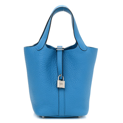 Hermes Taurillon Clemence Picotin Lock 18 PM Bleu Frida 1 of 11