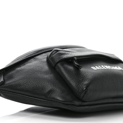 Balenciaga Smooth Calfskin Logo Large Everyday Beltpack Black White 7 of 12
