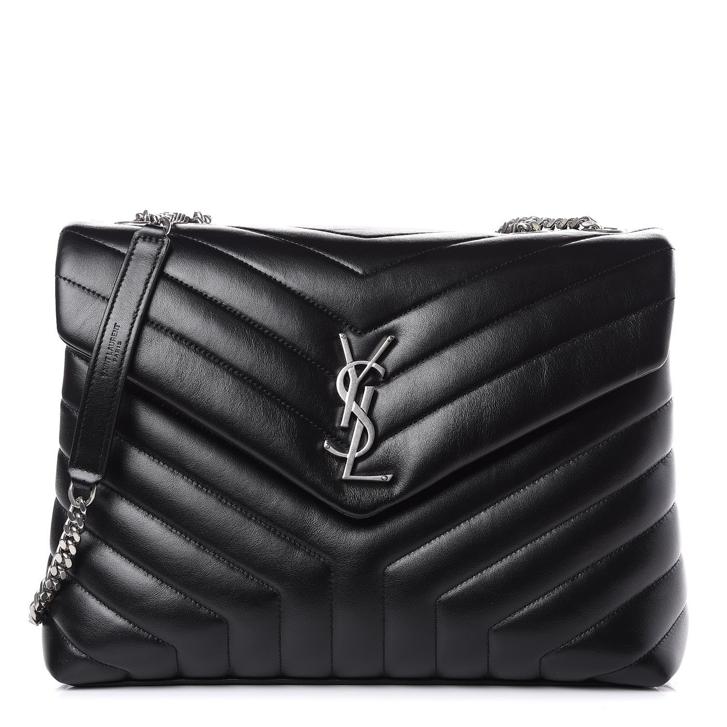 Saint Laurent Calfskin Y Quilted Monogram Medium Loulou Chain Satchel Black 1 of 12