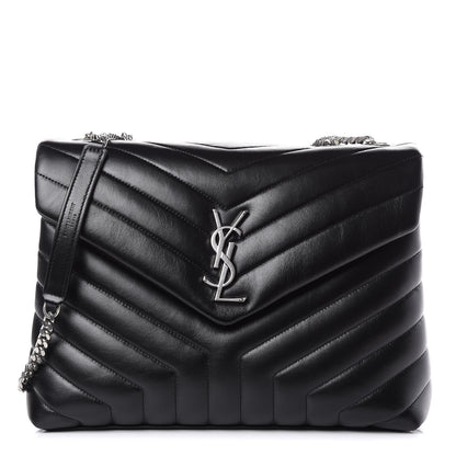 Saint Laurent Calfskin Y Quilted Monogram Medium Loulou Chain Satchel Black 1 of 12