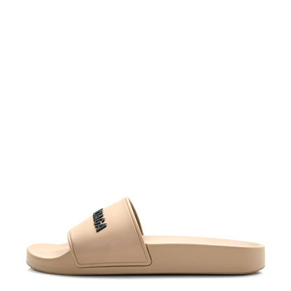 Balenciaga Rubber Womens Logo Pool Slide Sandals 36 Beige Black 1 of 8