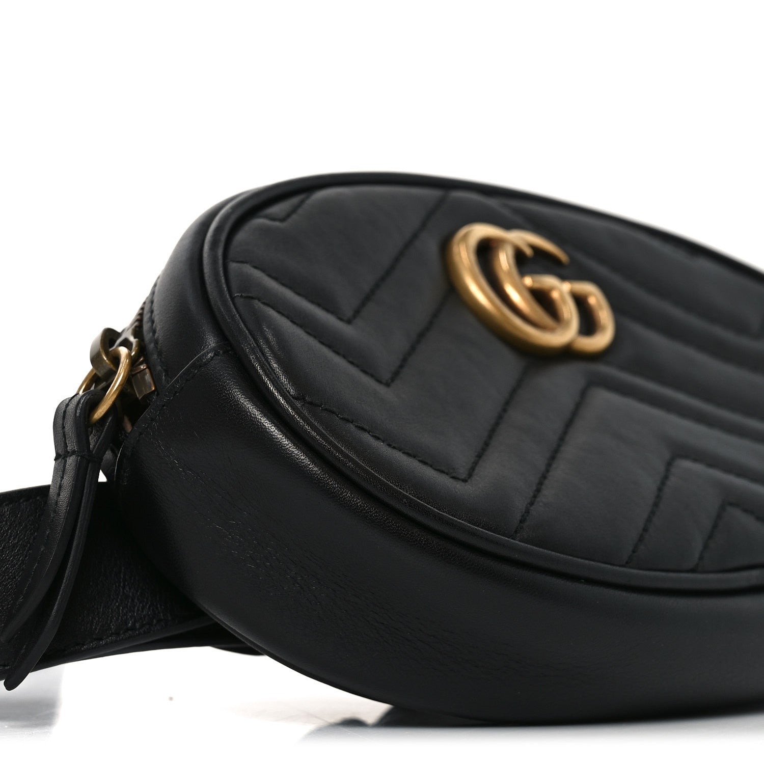 Gucci Calfskin Matelasse GG Marmont Belt Bag 85 34 Black 9 of 10