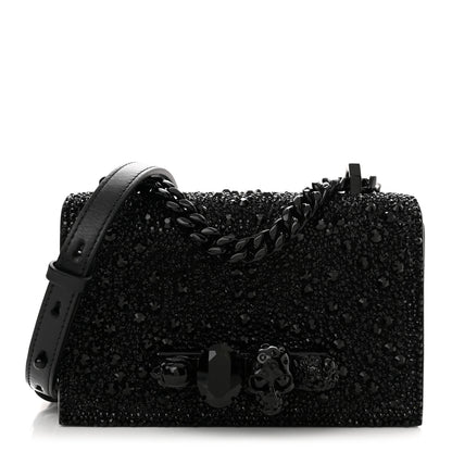 Alexander McQueen Calfskin Crystal Chain Clutch Black 1 of 12