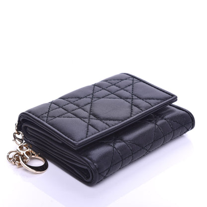 Christian Dior Lambskin Cannage Lady Dior Lotus Wallet Black 4 of 9