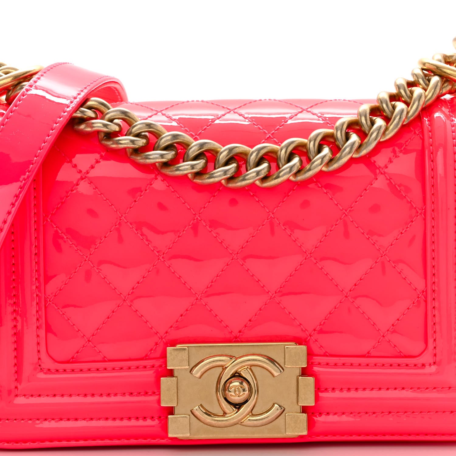 Chanel Patent Calfskin Quilted Small Boy Flap Pink 8 of 10