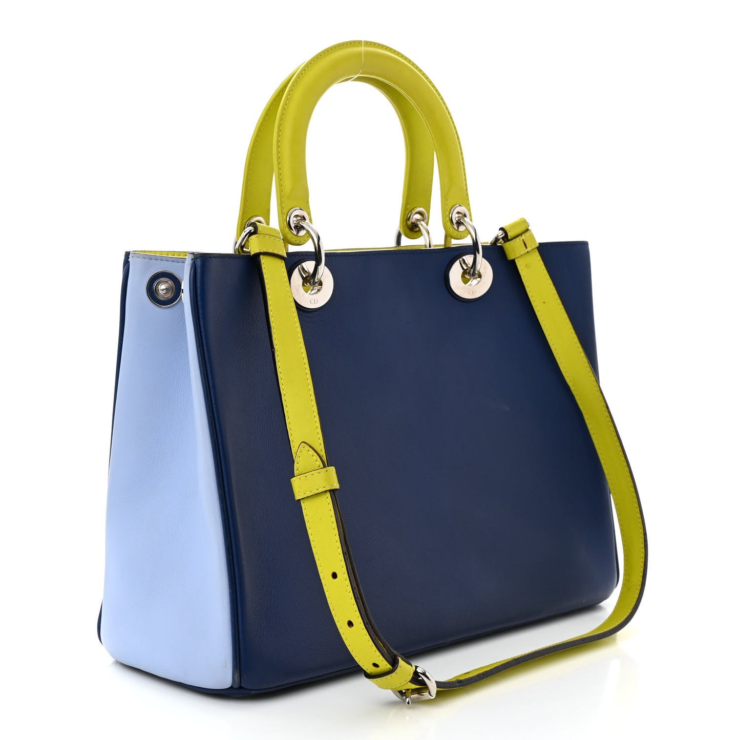 Smooth Calfskin Medium Diorissimo Tote Blue Neon Yellow