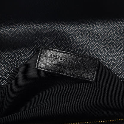 Saint Laurent Grain De Poudre Matelasse Chevron Large Monogram Satchel Black 8 of 12