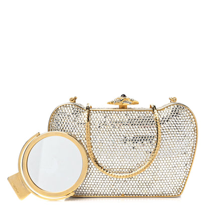 Judith Leiber Swarovski Crystal Minaudiere Clutch Gold Silver 1 of 13