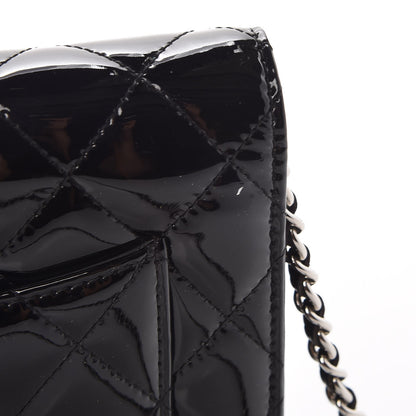 Chanel Patent Quilted Wallet On Chain WOC Black 12 of 13