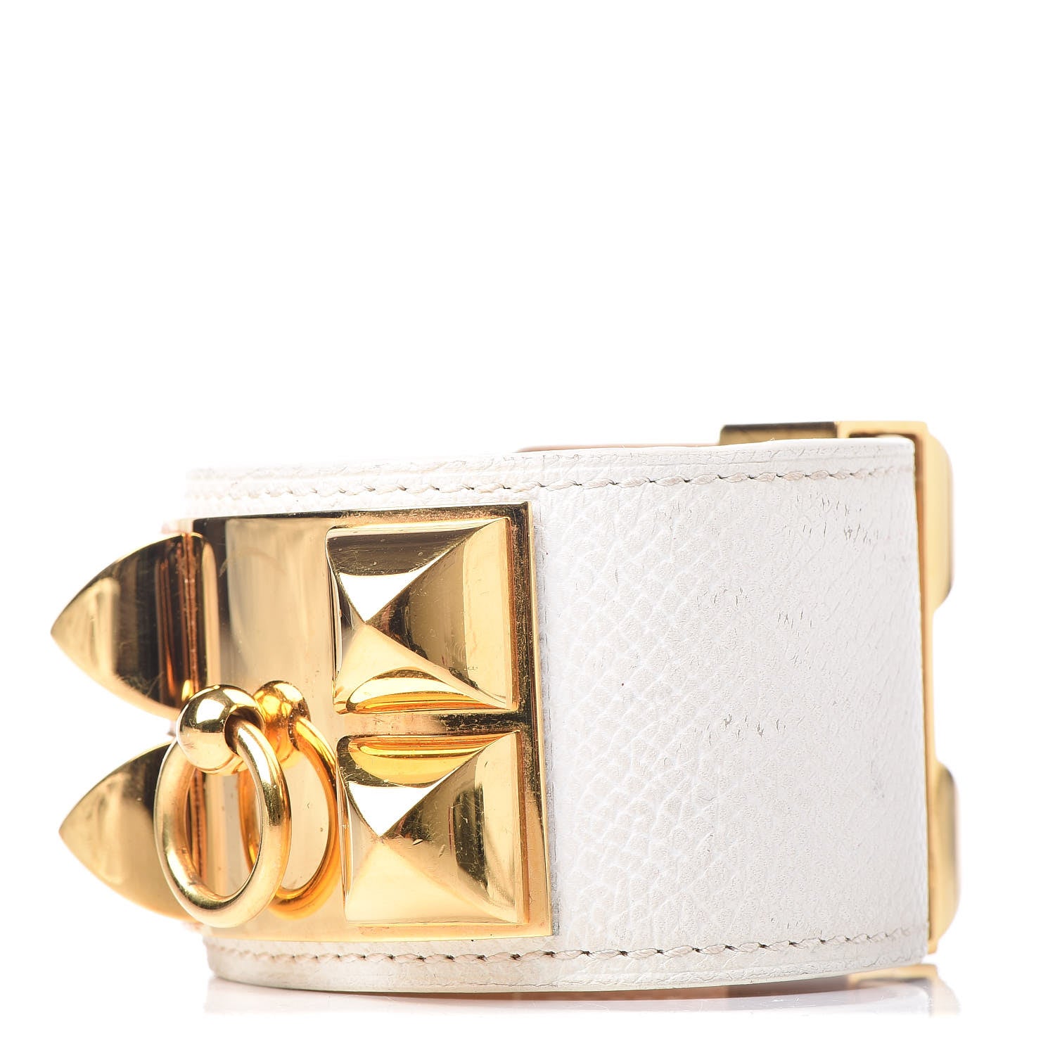 Hermes Epsom Collier de Chien CDC Bracelet M White 1 of 7