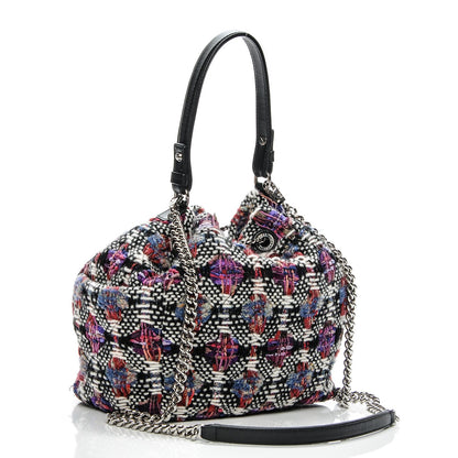 Chanel Tweed Lambskin Medium CC Chain Drawstring Tote Multicolor 3 of 8
