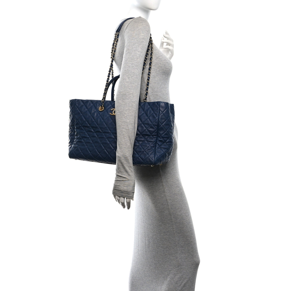 Chanel Caviar Quilted Large Coco Handle Shopping Tote Navy 2 of 11