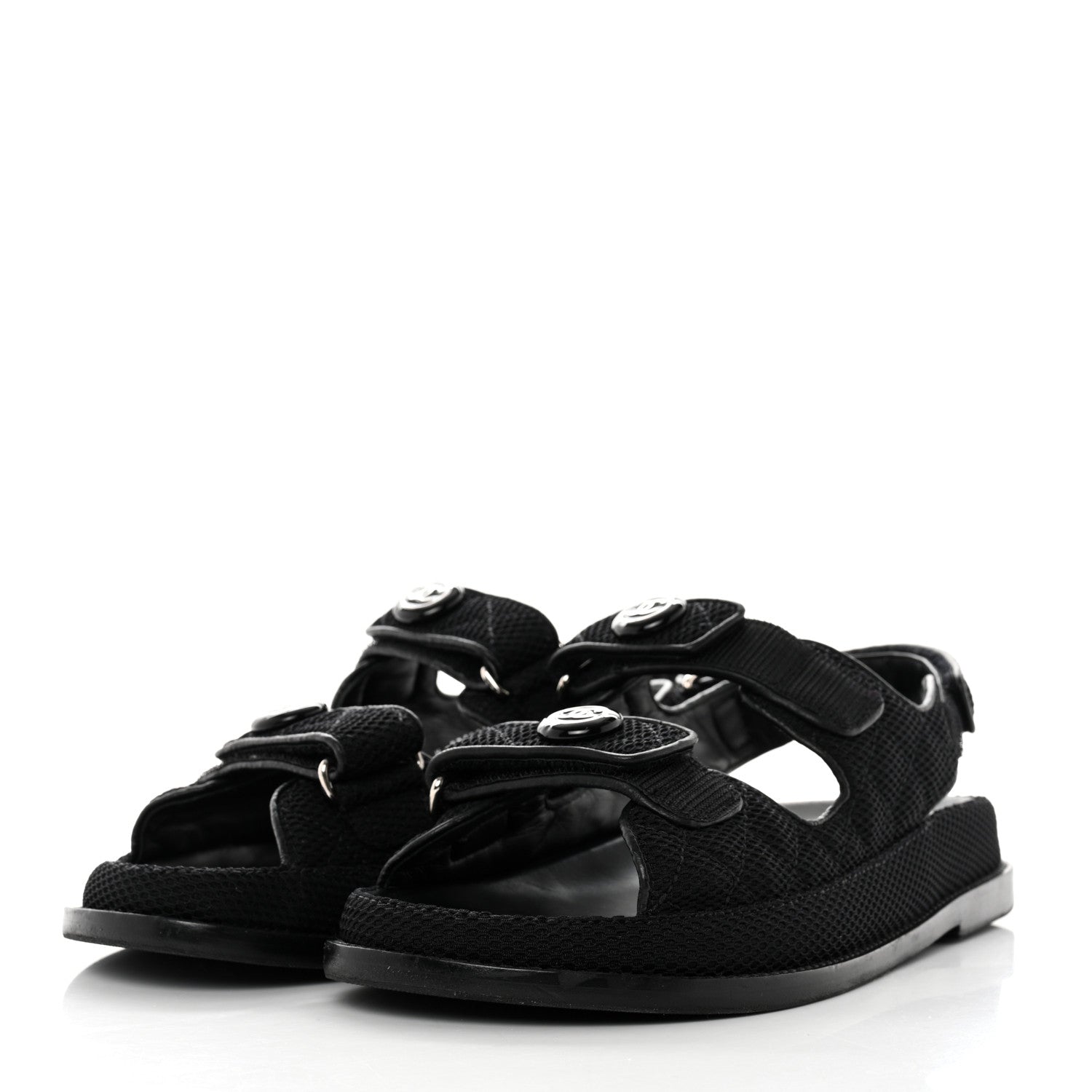 Chanel Mesh Velcro Dad Sandals 39 Black 3 of 9