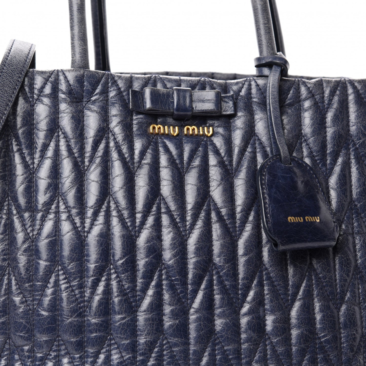 Nappa Matelasse Bow Tote Bleuette