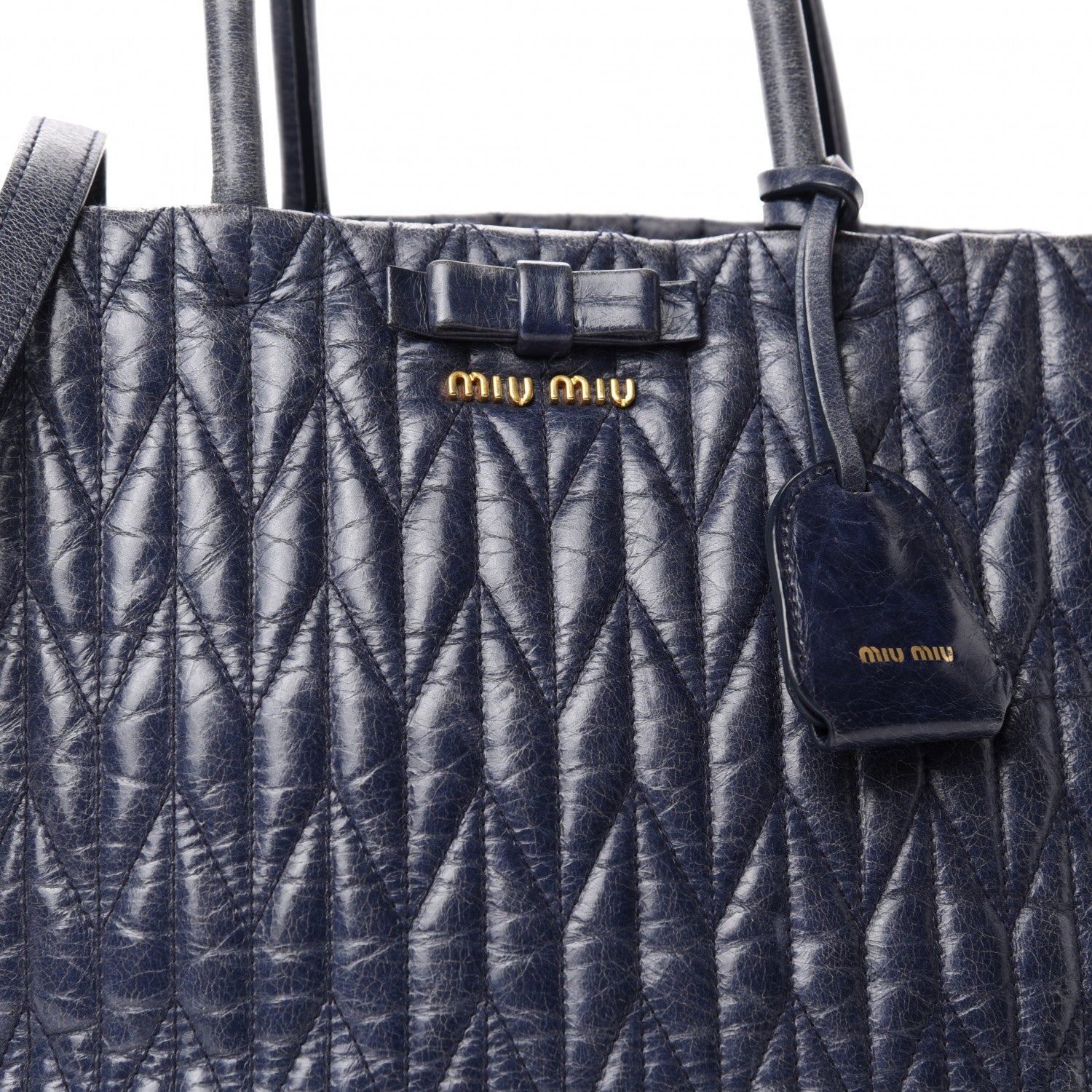 Miu Miu Nappa Matelasse Bow Tote Bleuette 10 of 10