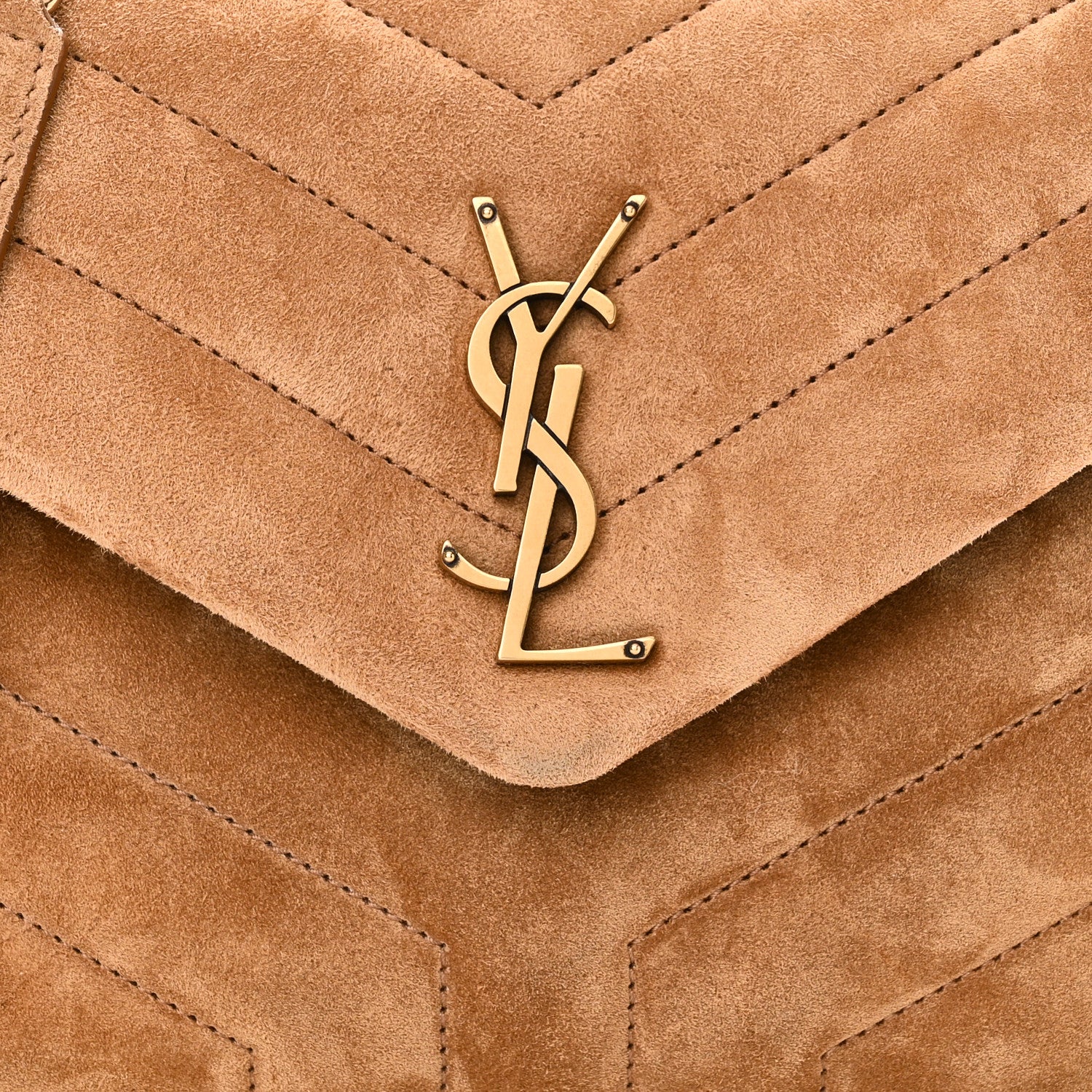 Saint Laurent Suede Calfskin Y Quilted Monogram Small Loulou Chain Satchel Cinnamon 8 of 11
