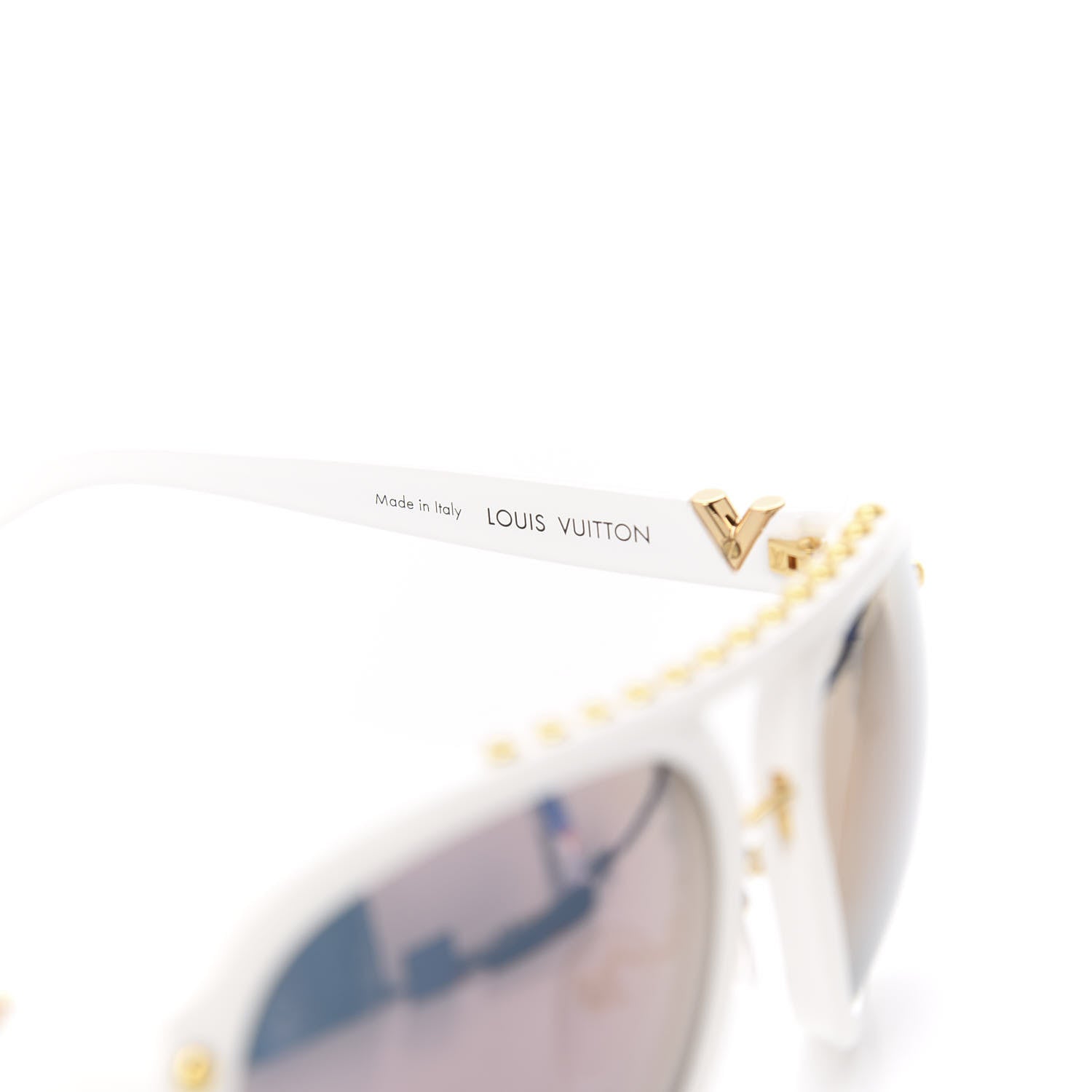 Louis Vuitton Acetate Aviator Serpico Studded Sunglasses Z2357W White 5 of 7