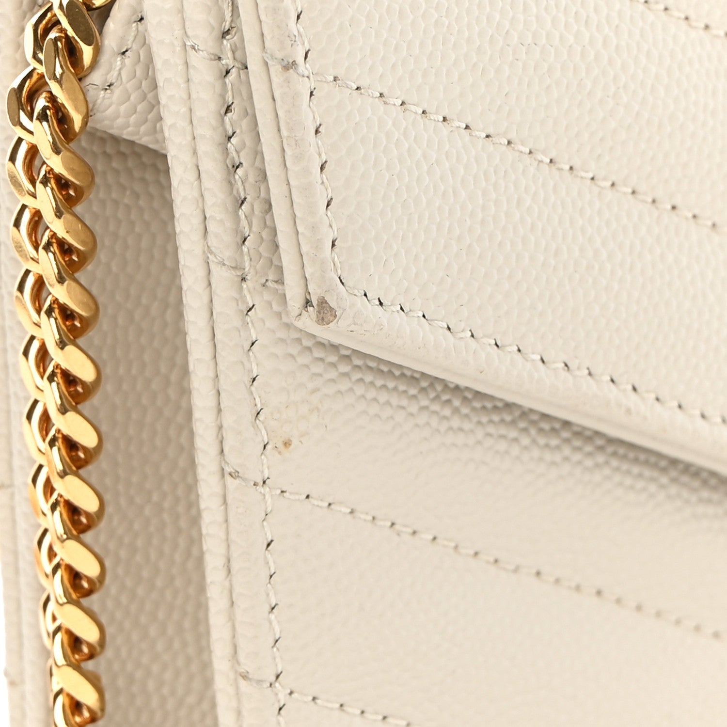 Saint Laurent Grain De Poudre Matelasse Chevron Monogram Envelope Chain Wallet Nude Powder 12 of 14