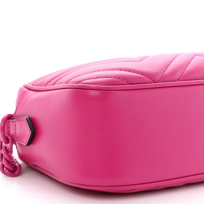 Gucci Calfskin Matelasse Monochrome Small GG Marmont Chain Shoulder Bag Classic Fuxia 10 of 14