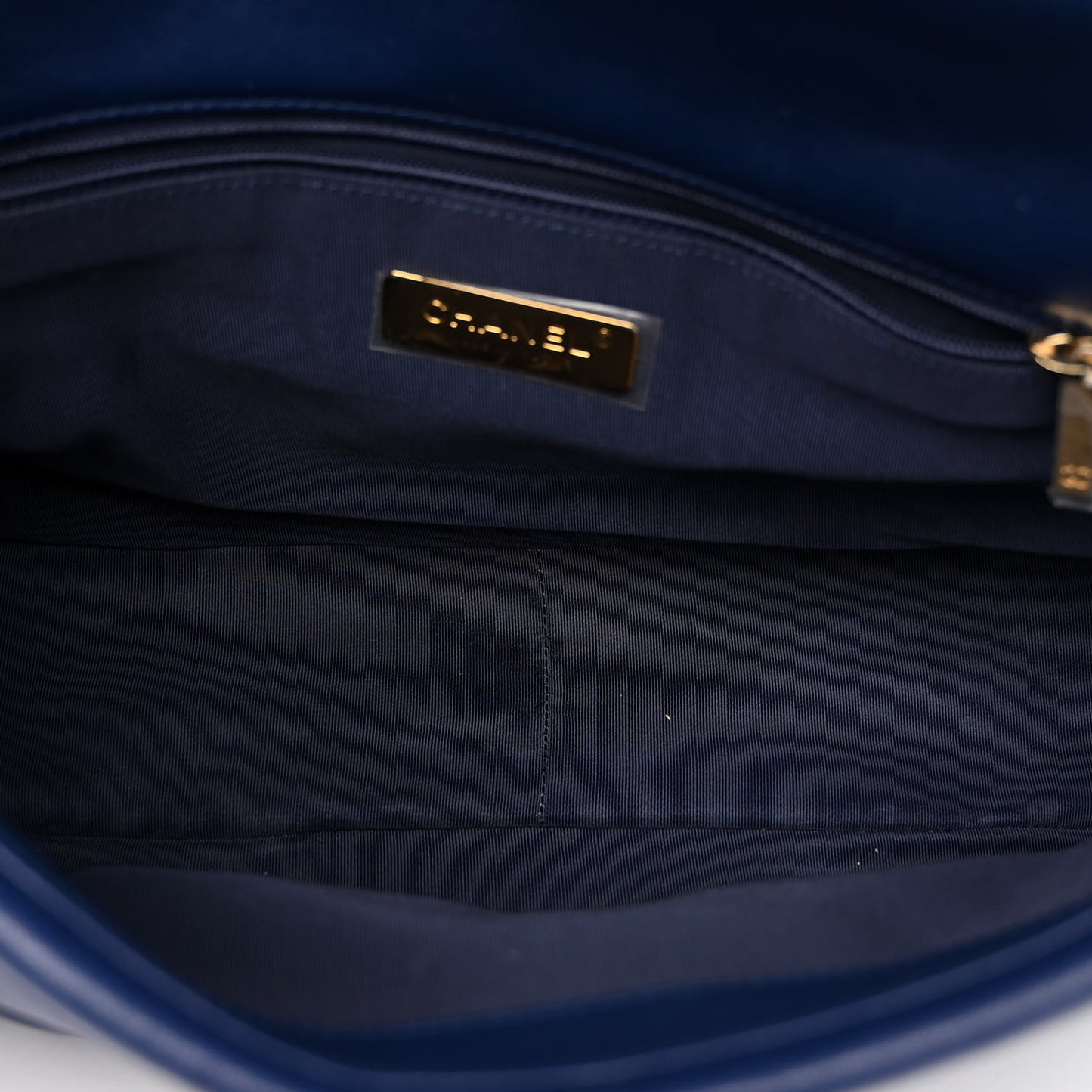 Goatskin Quilted Large Chanel 19 Flap Dark Blue