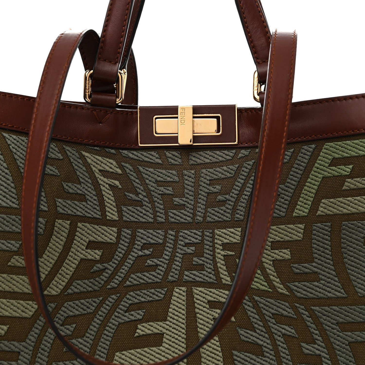 Fendi X SARAH COLEMAN Canvas FF Fish Eye Embroidered Medium Peekaboo X-Tote Amazzonia Ghianda 8 of 11