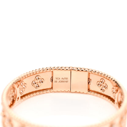 Van Cleef & Arpels 18K Rose Gold Diamond Perlee Clovers Bangle Bracelet XS 3 of 4