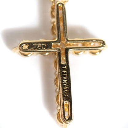 Tiffany 18K Yellow Gold Diamond Small Cross Pendant Necklace 6 of 6