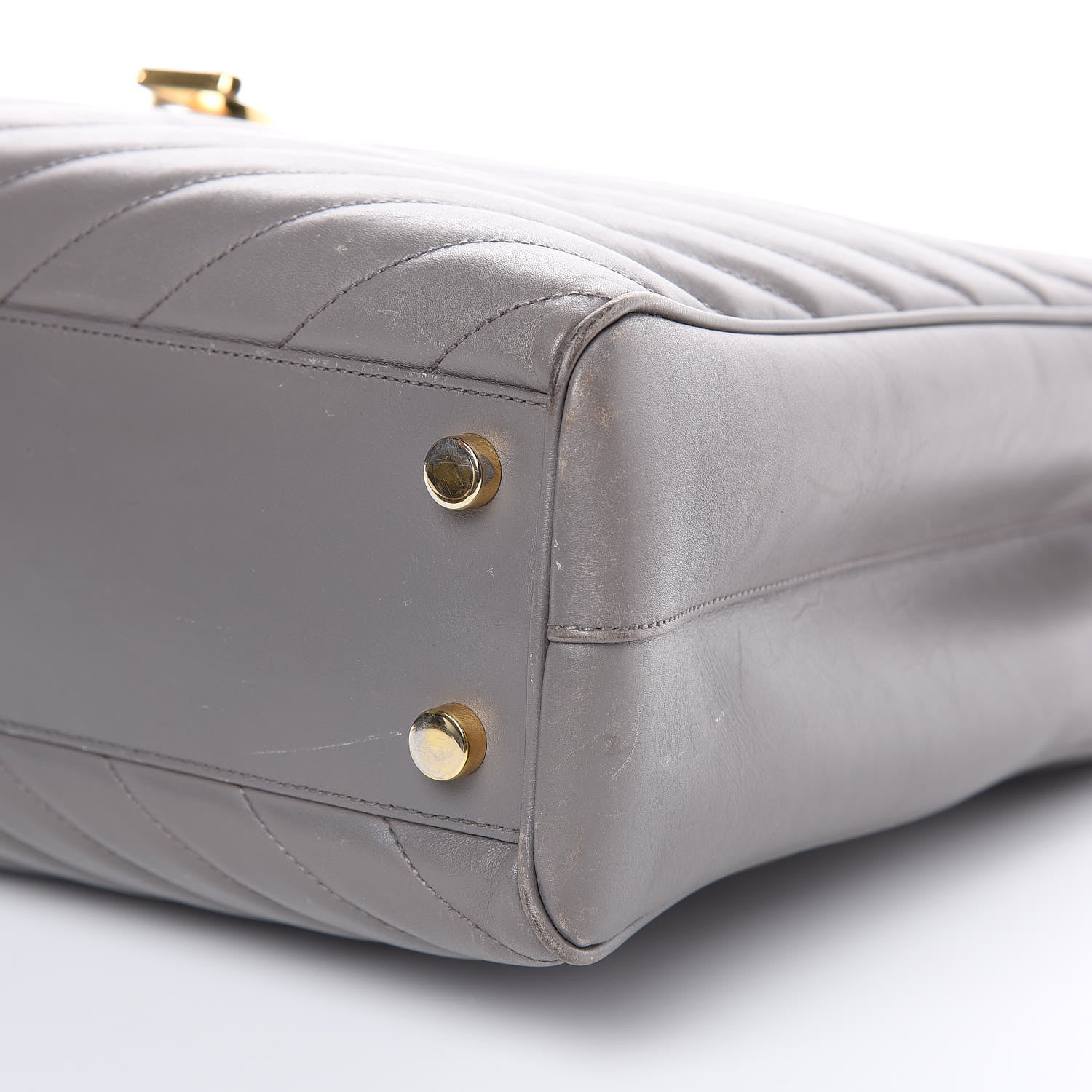 Saint Laurent Smooth Calfskin Matelasse Chevron Large Monogram Shopping Bag Grey 9 of 18