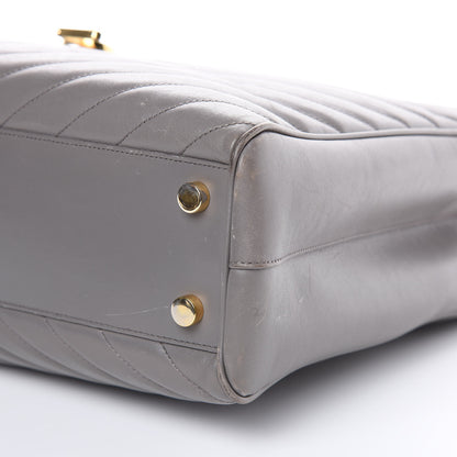 Saint Laurent Smooth Calfskin Matelasse Chevron Large Monogram Shopping Bag Grey 9 of 18