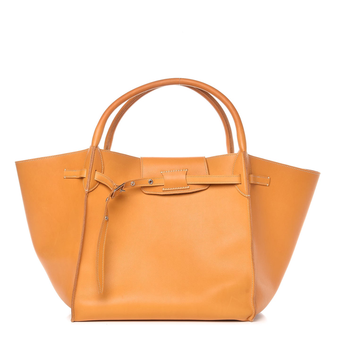 Soft Bare Calfskin Medium Big Bag Dark Yellow