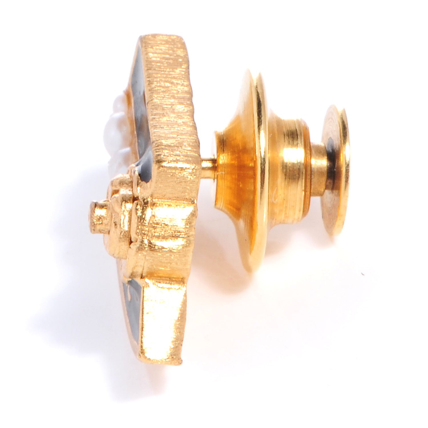 Chanel Enamel Pearl Camellia Hat Brooch Gold 5 of 5