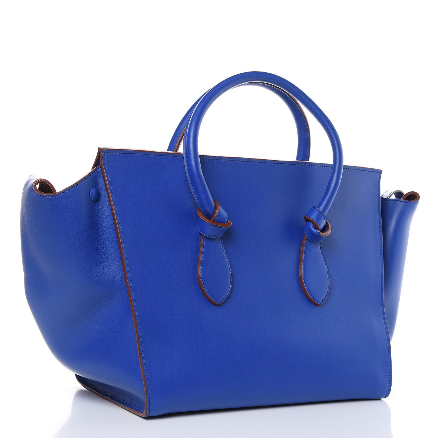 Natural Calfskin Medium Tie Knot Tote Indigo