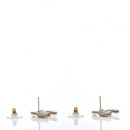 Chanel Crystal Timeless CC Earrings Light Gold 3 of 5
