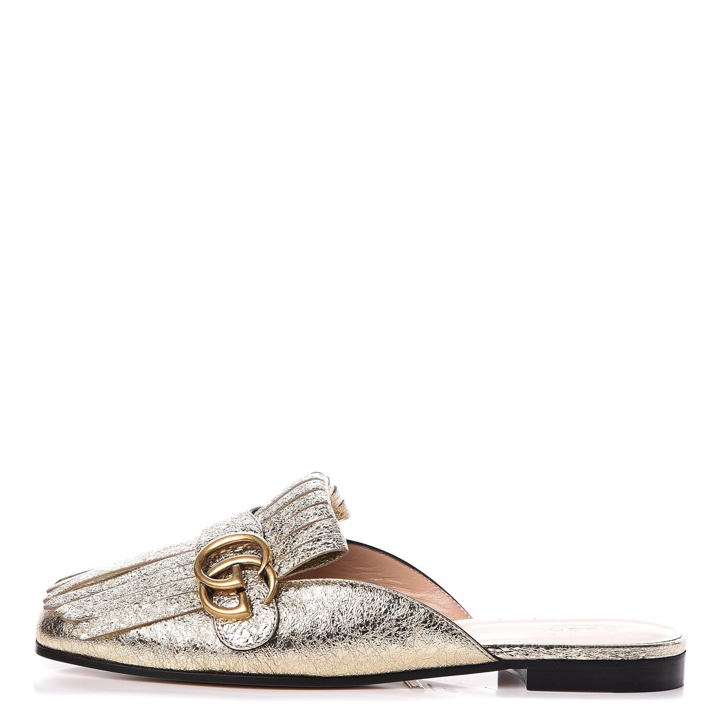 Gucci Galassia Womens GG Marmont Fringe Slippers 38 Platino 1 of 8