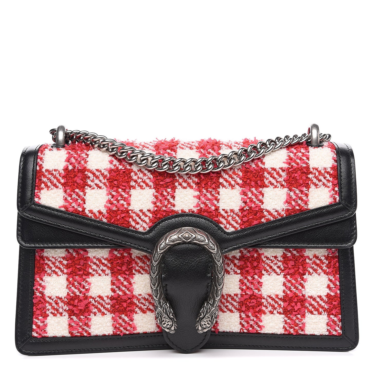 Tweed Check Small Dionysus Shoulder Bag Black Red