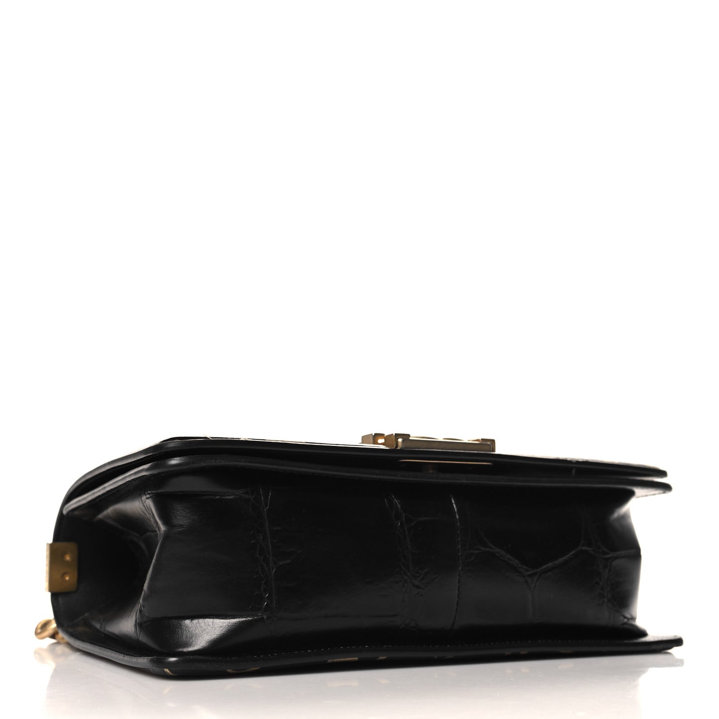 Calfskin Crocodile Embossed Graffiti Cocodile Medium Boy Flap Black