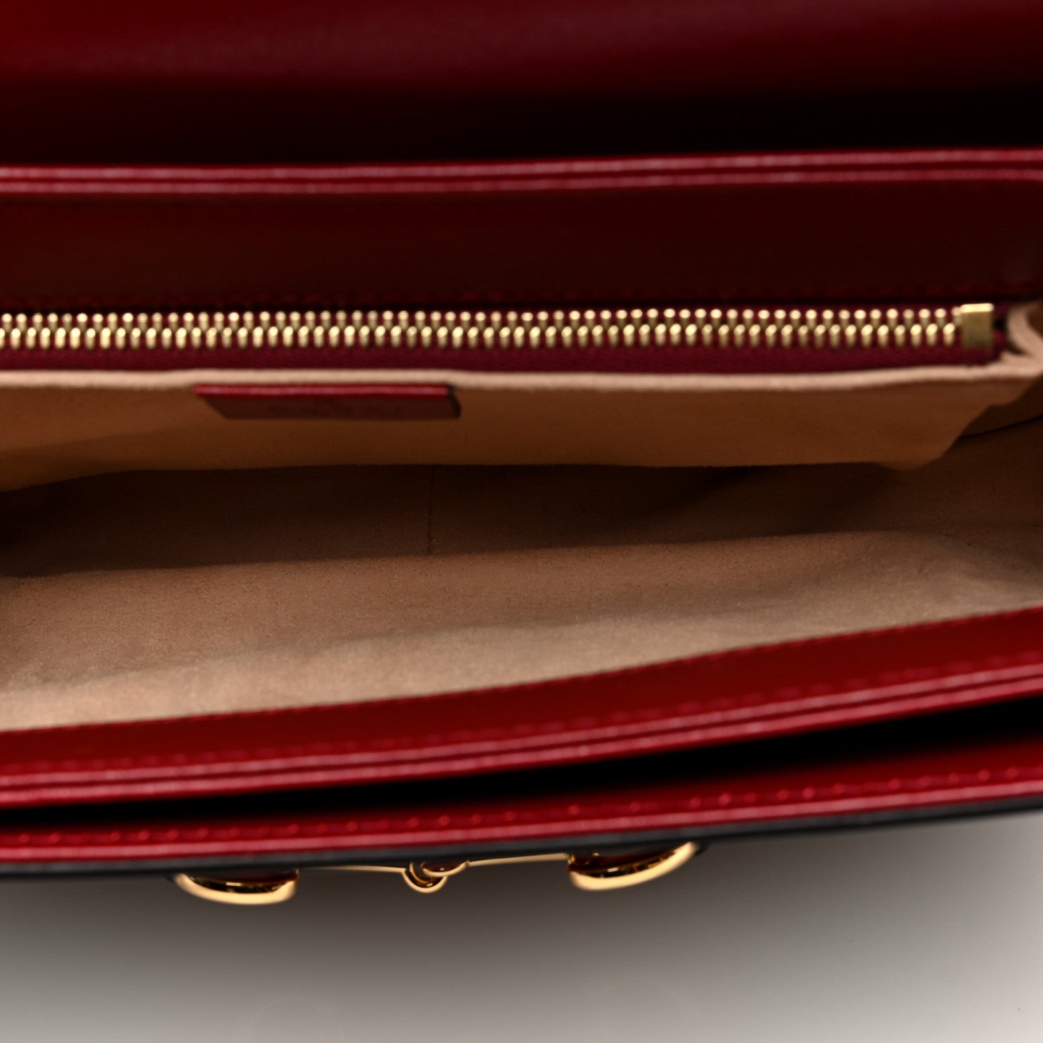 Gucci GG Supreme Monogram Azalea Calfskin Horsebit 1955 Shoulder Bag Beige Ebony New Cherry Red 5 of 10