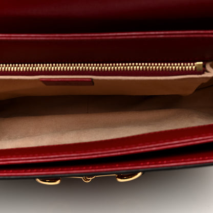 Gucci GG Supreme Monogram Azalea Calfskin Horsebit 1955 Shoulder Bag Beige Ebony New Cherry Red 5 of 10