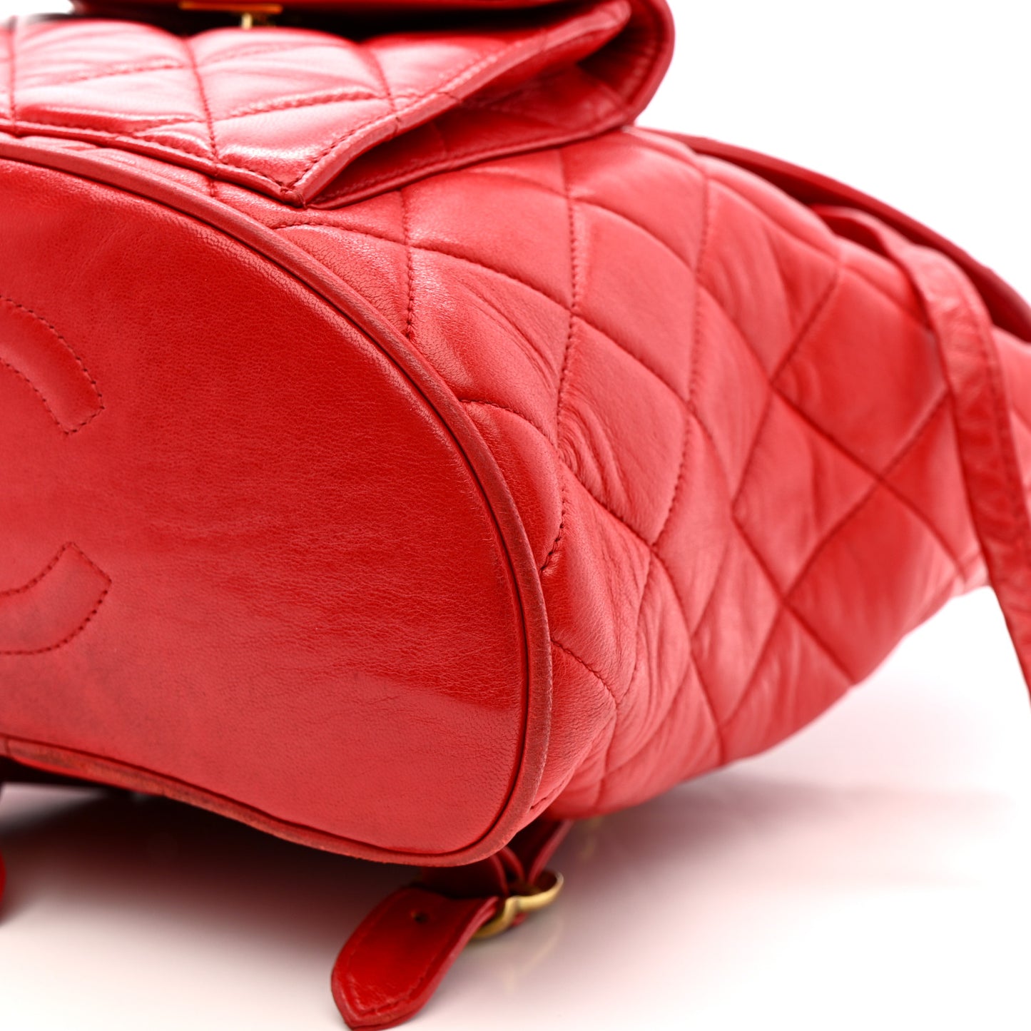 Lambskin Quilted Backpack Red