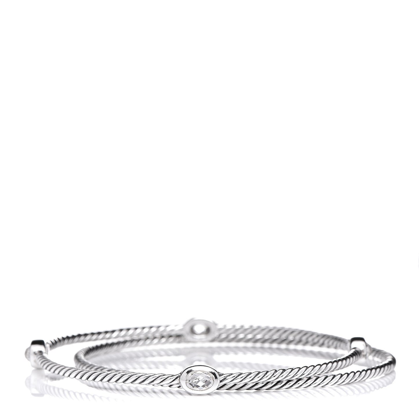 Sterling Silver Crystal Color Classics Cable Bangle Bracelet Set of 2