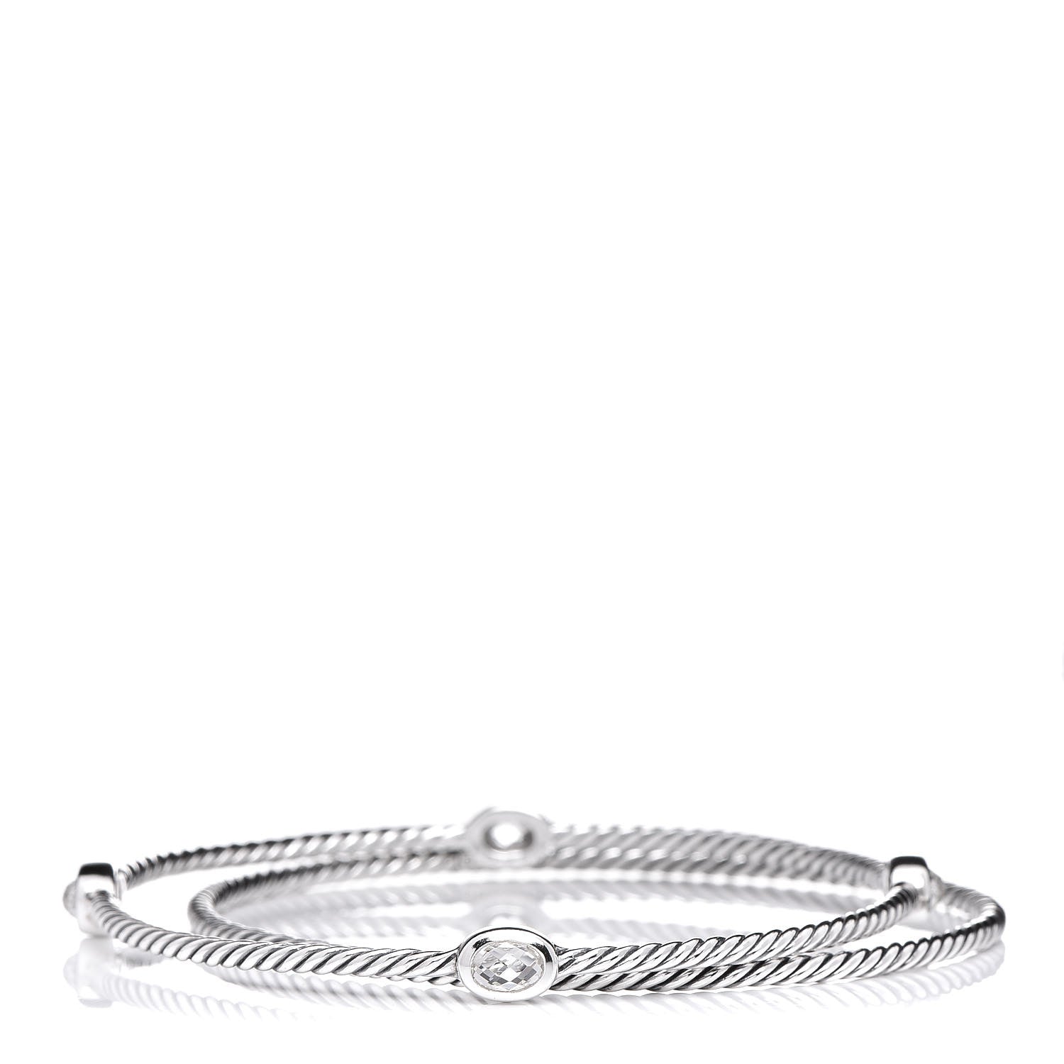 David Yurman Sterling Silver Crystal Color Classics Cable Bangle Bracelets 1 of 5