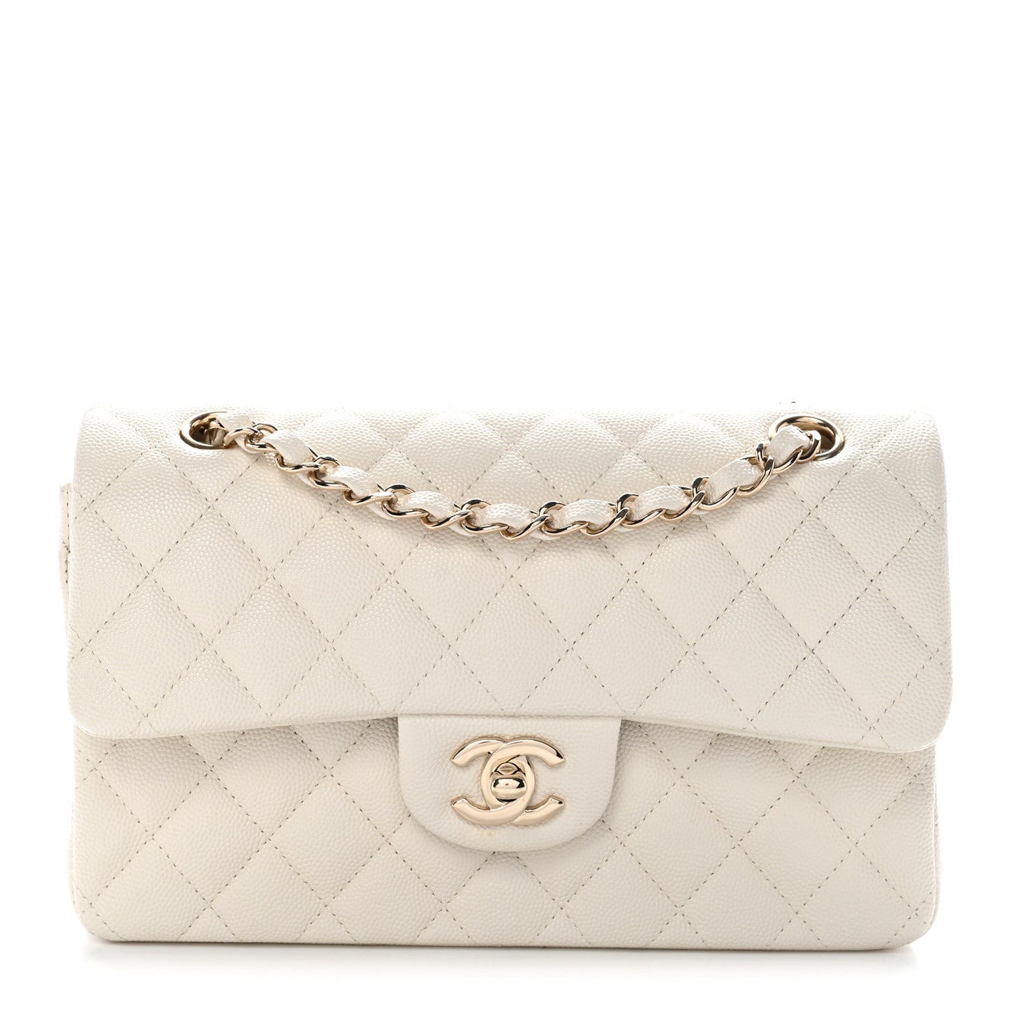 Caviar Quilted Small Double Flap White