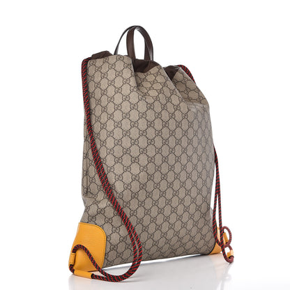Gucci GG Supreme Monogram Neo Vintage Drawstring Backpack Beige New Acero Crop 3 of 8