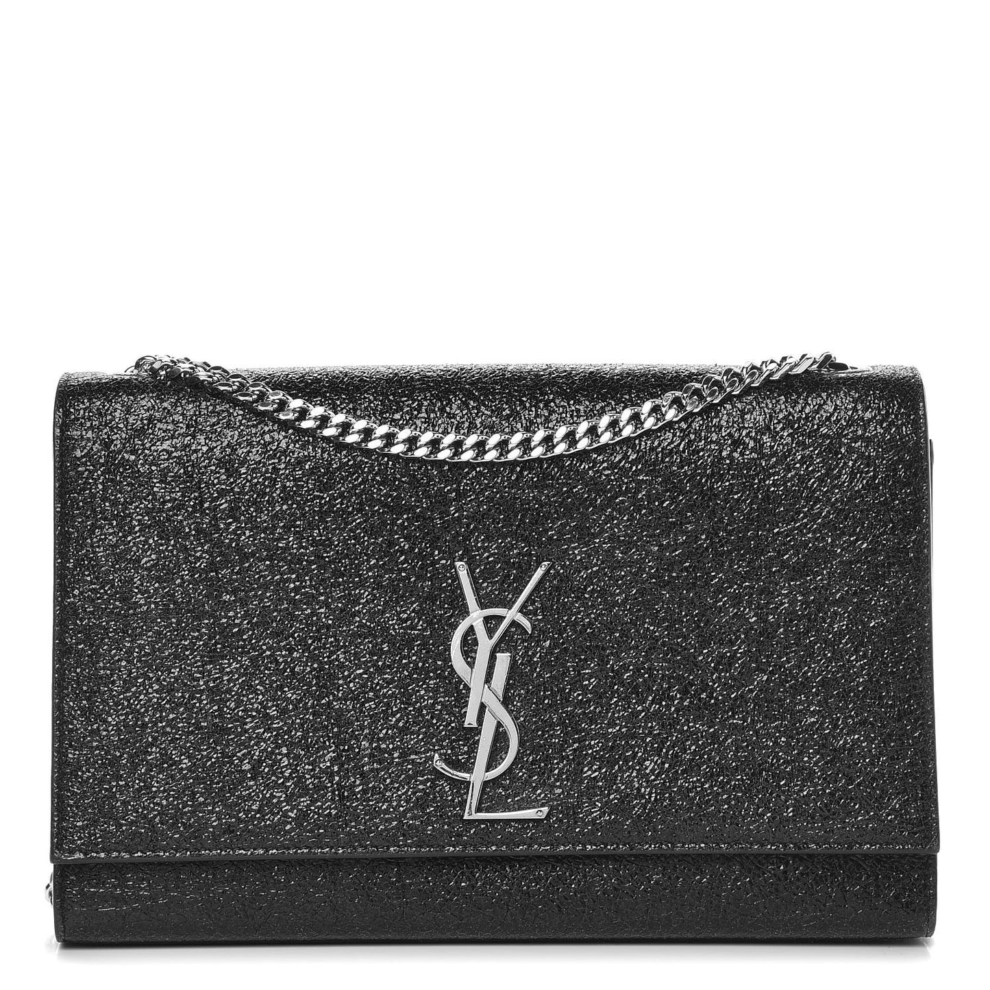 Metallic Sparkle Calfskin Medium Monogram Kate Satchel Black