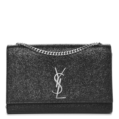 Saint Laurent Metallic Sparkle Calfskin Medium Monogram Kate Satchel Black 1 of 15