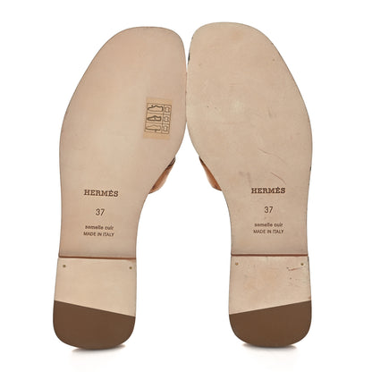 Hermes Ostrich Oran Sandals 37 Naturel 5 of 8