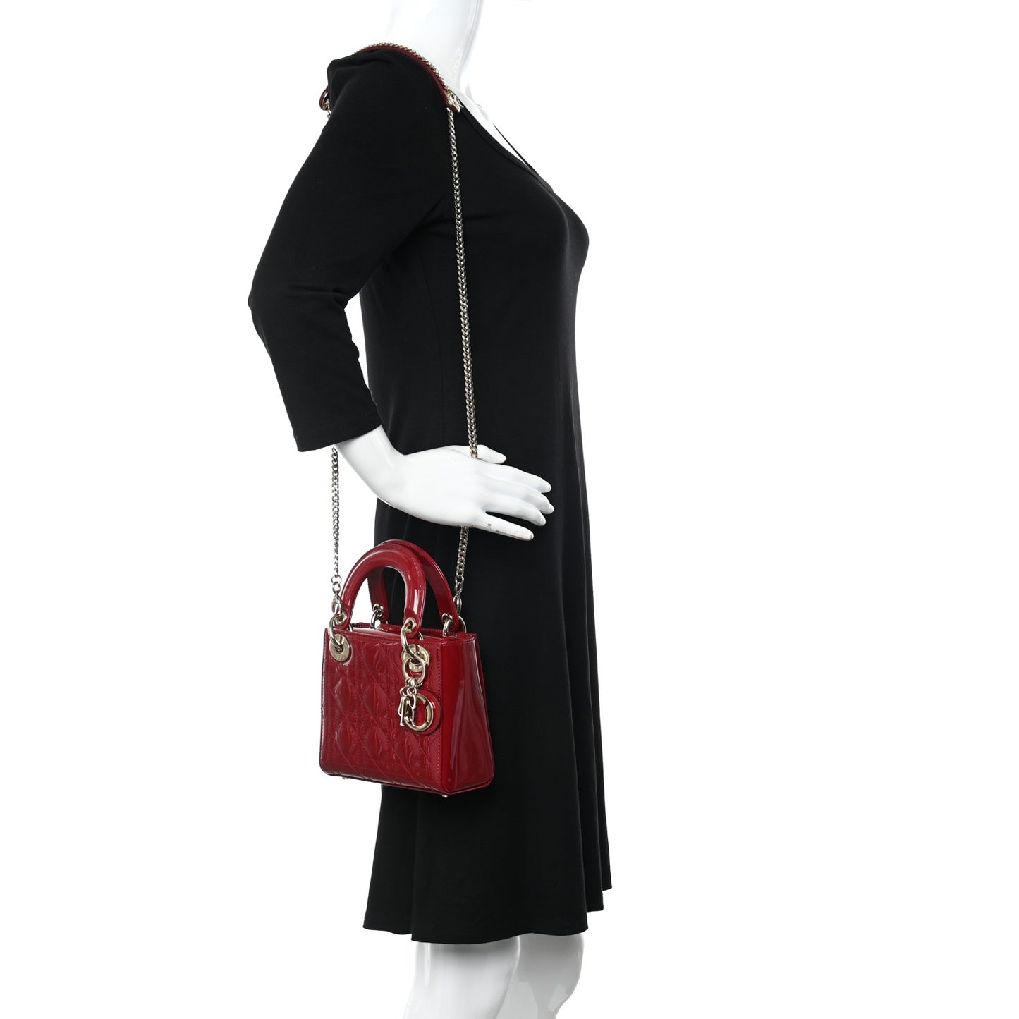 Patent Cannage Mini Lady Dior Red